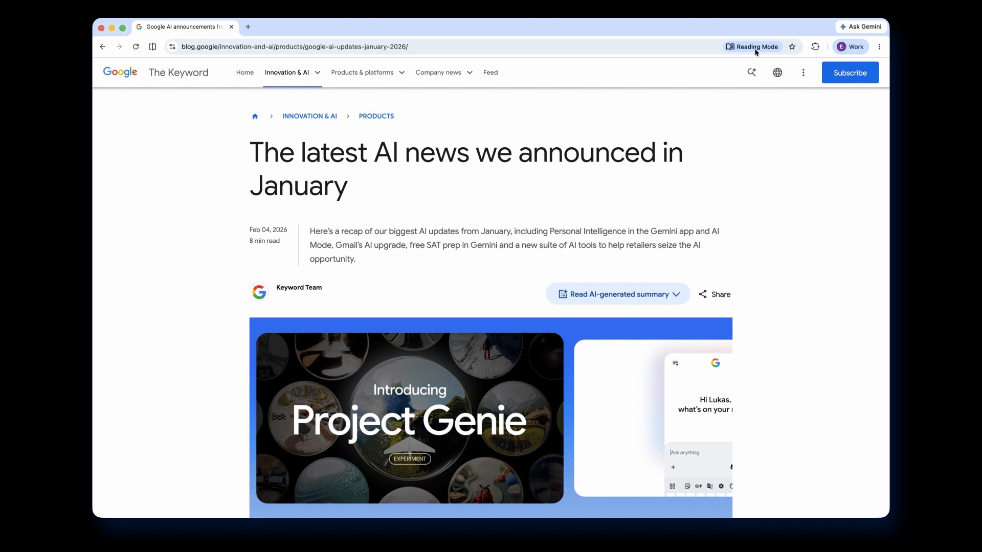 Режим читання Chrome