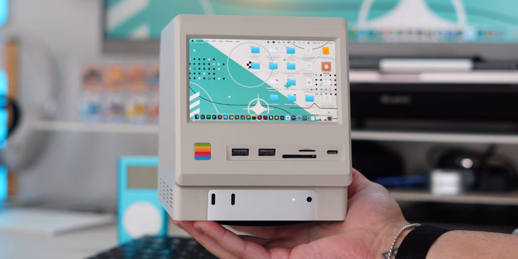 Док-станція в стилі Macintosh з дисплеєм, портами та розширювальним сховищем