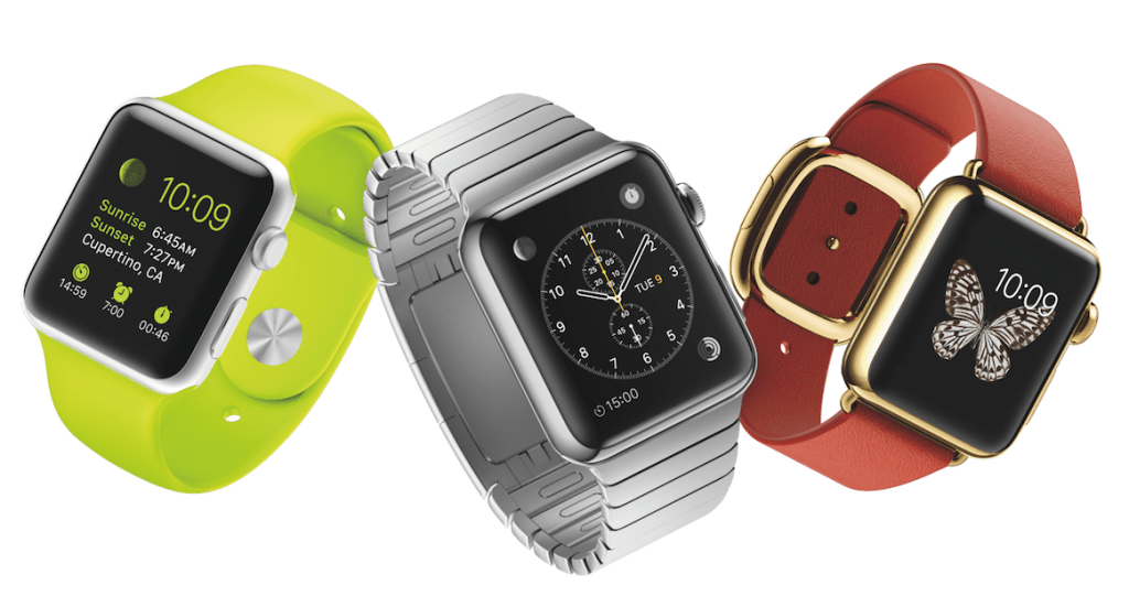 The Aluminum Apple Watch Sport, Stainless Steel Apple Watch, and 18K Gold Apple Watch Edition