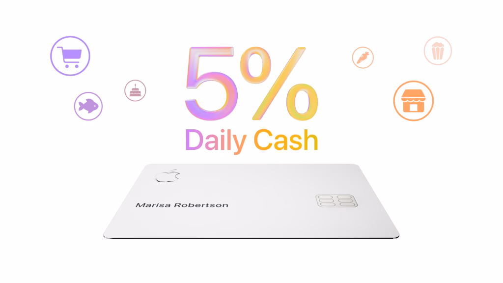 Apple Card пропонує 5% кешбек на продукти
