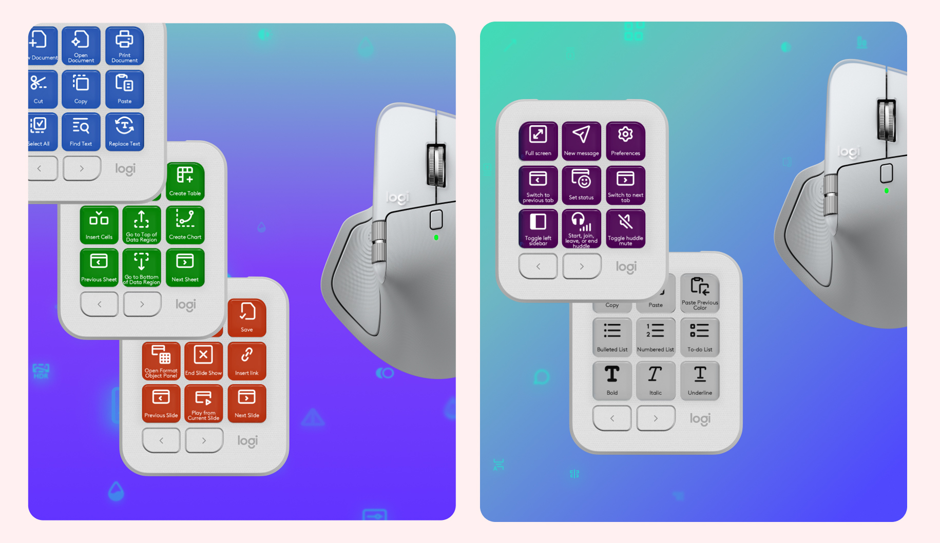 You can create custom buttons to control many features of Word, Excel, PowerPoint, Slack, and Notion through the MX Creative Console.