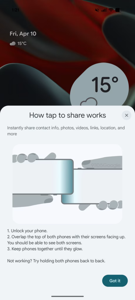 Нова функція 'Tap to Share' в Android: як це працює