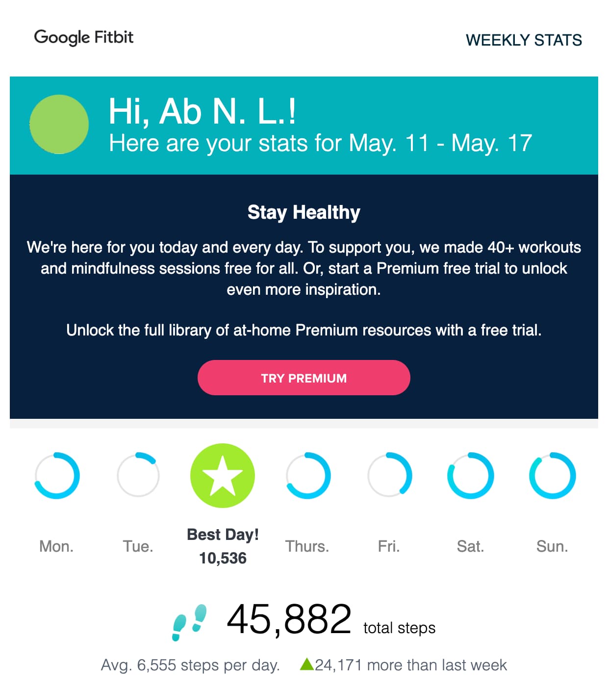 Fitbit Recap Email