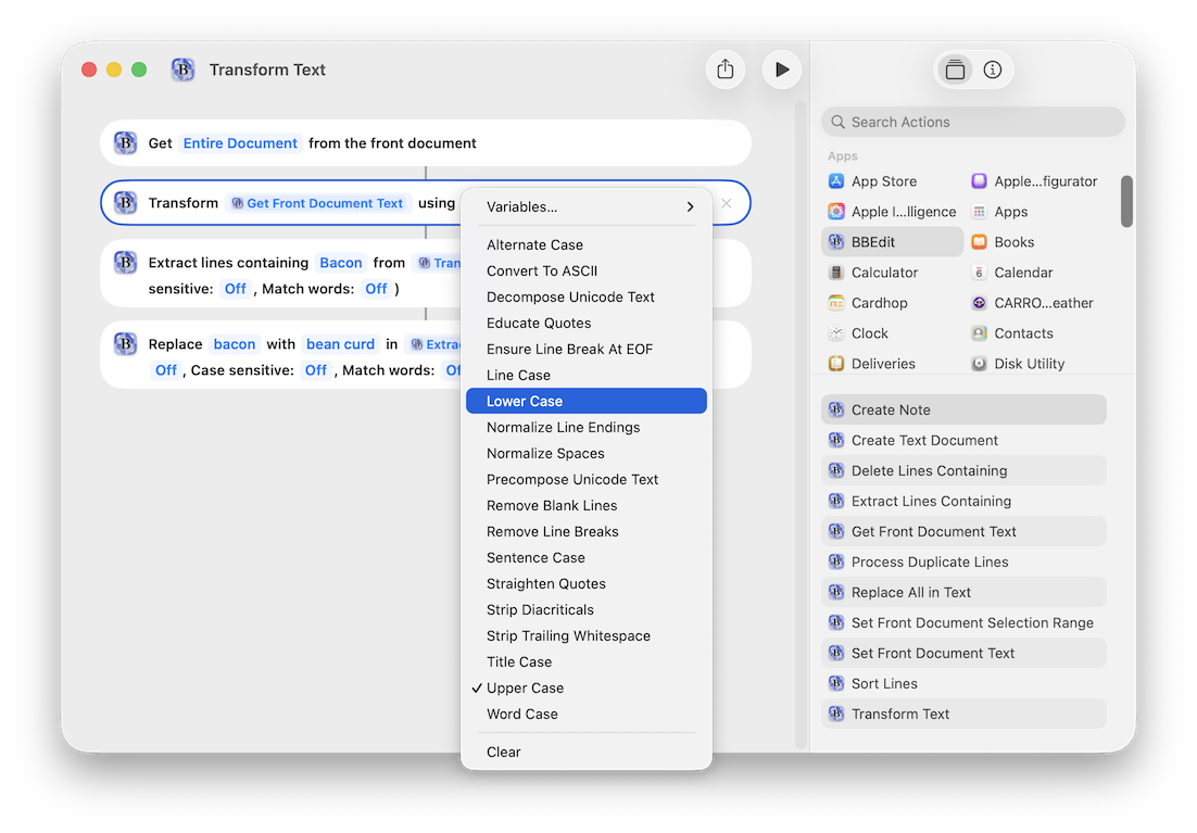Підтримка Shortcuts у BBEdit 16