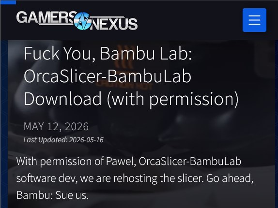 “Геть, Bambu: Суди нас,” провокує GamersNexus, який також почав розслідувати розрізнені повідомлення про те, що принтер Bambu загорівся.