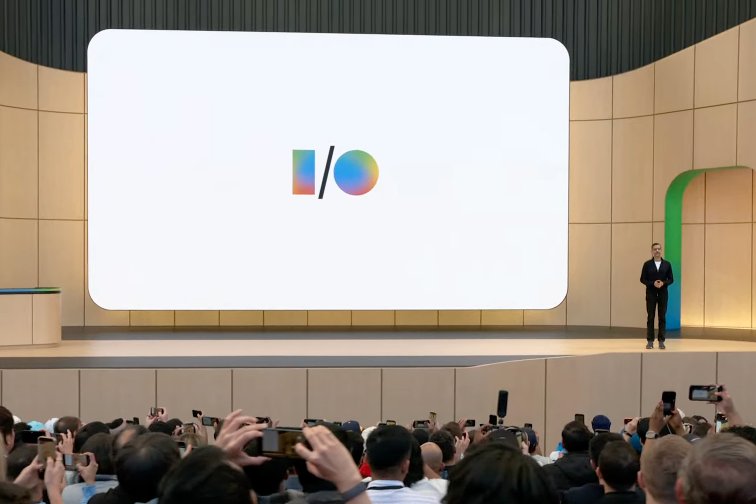 Google CEO Sundar Pichai on stage at I/O 2026.