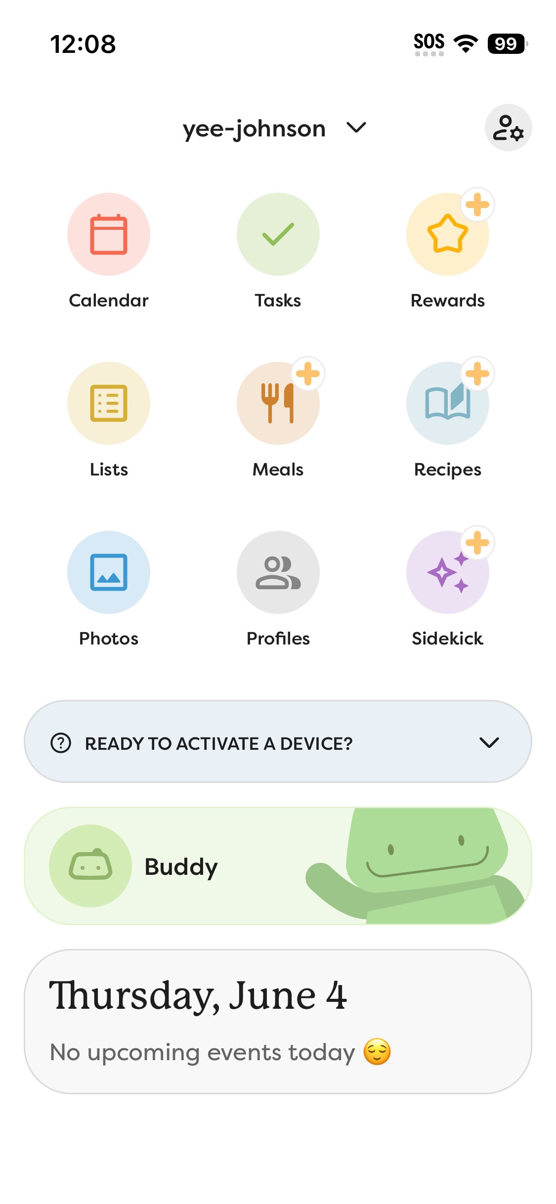 Skylight Buddy chore tracking device showing routines