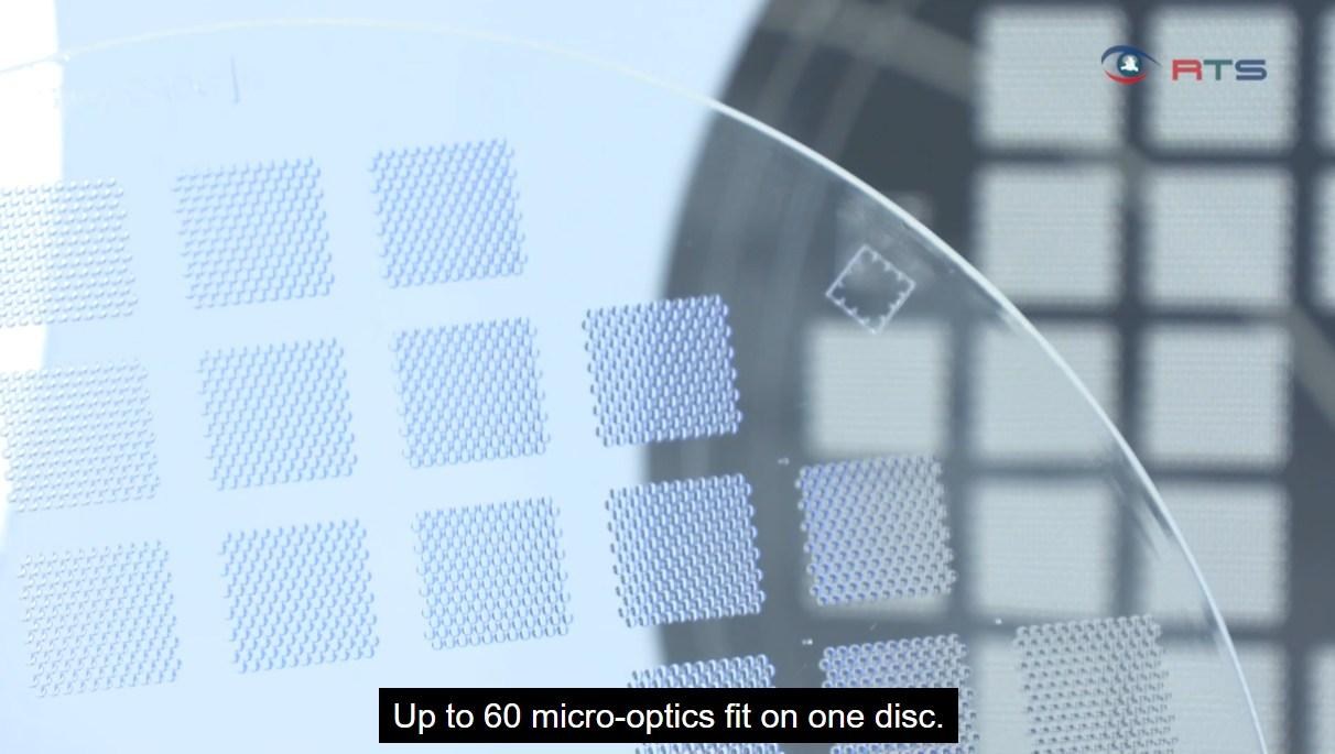 “Up to 60 micro-optics fit on one disc.” reads the auto-generated caption.
